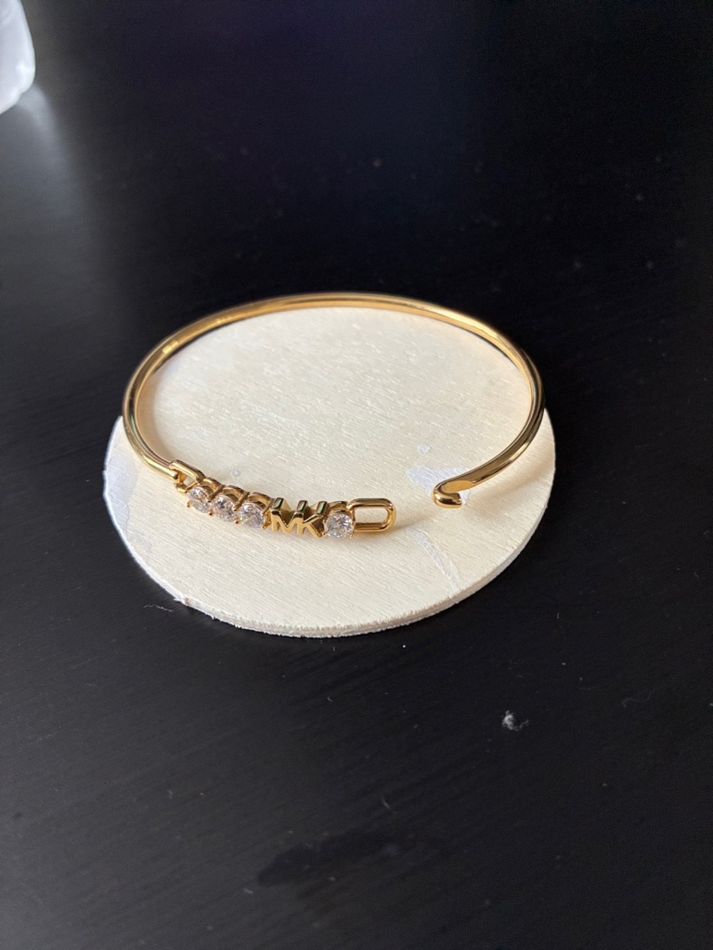 Michael Kors Gold-Tone Pavé Initial Accent Open Cuff Bracelet